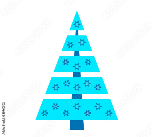 Blue decorative christmas tree with snowy pattern