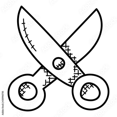 
A pair of scissors as cutting tool
