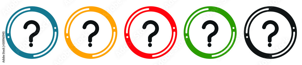 Question mark icon set. flat design vector illustration in 5 colors options for web design Question mark icon set. flat design vector illustration in 5 colors options for web design