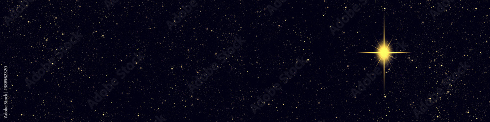 Christmas star glowing in night sky web banner Christmas star glowing in night sky web banner