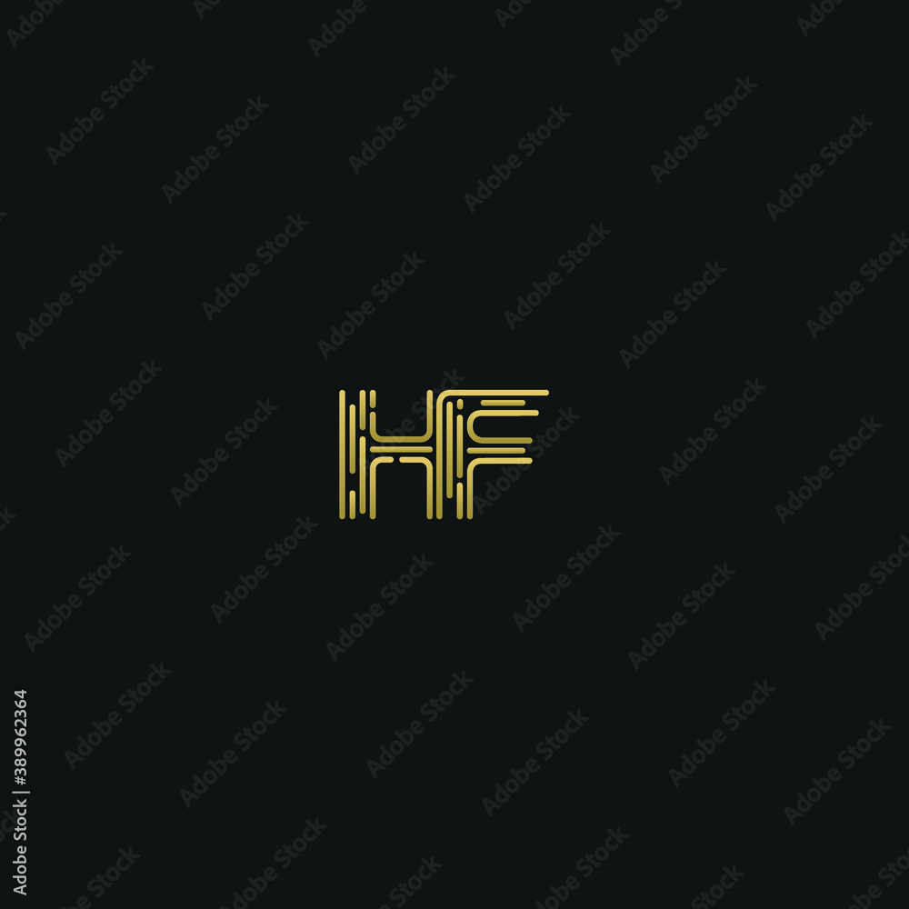 Creative modern geometric trendy unique artistic conjoined black and golden color HF FH H F initial based letter icon logo. Creative modern geometric trendy unique artistic conjoined black and golden color HF FH H F initial based letter icon logo.