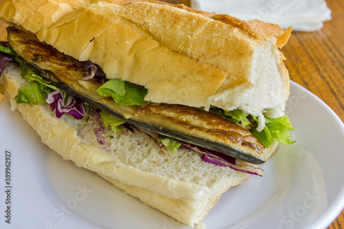 Fish sandwich - traditional fast food in Istanbul.