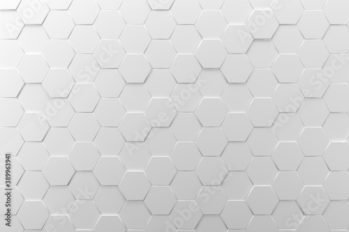 white honeycombs abstract hexagons background, 3d illustration