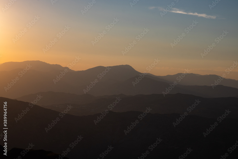 Silhouette of the hills at sunset