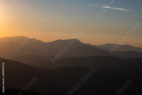 Silhouette of the hills at sunset