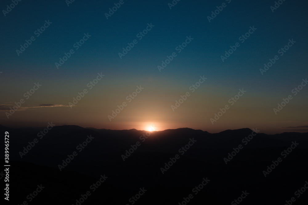 Sunset over the hills from Mount Nemrut