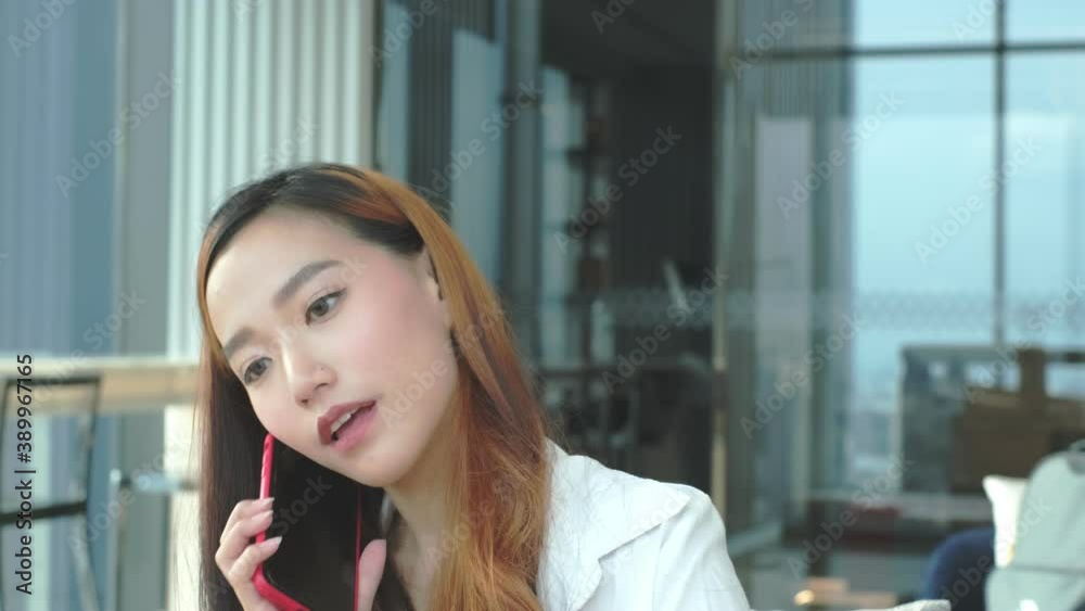 Worried business young asian woman face looking at laptop in office. Close up of upset businesswoman thinking about mistakes in work. Portrait of sad girl looking laptop. 