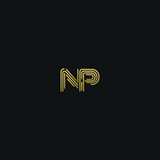 Creative modern geometric trendy unique artistic black and golden N P NP PN  initial based letter icon logo.