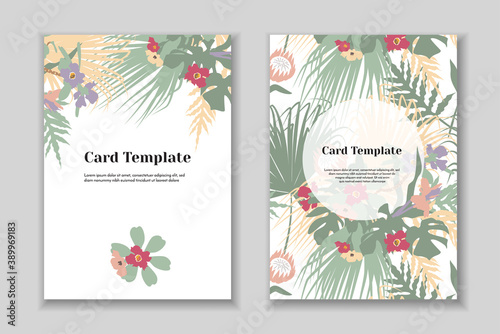 Set of 2 boho greting card templates  tender pastel colorls  white background.