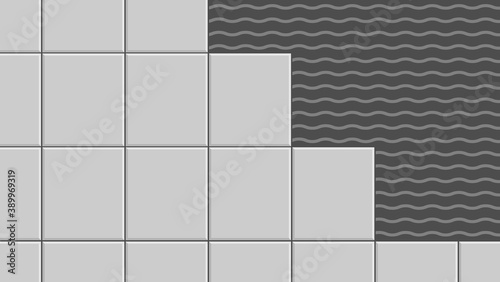 Tile Adhesive. Gray ceramic tiles installing with adhesive. Repair and construction services