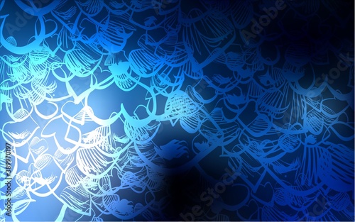 Dark BLUE vector texture with lovely hearts.