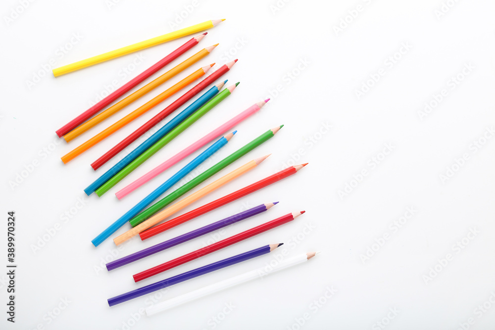 Colored pencils on isolated white background Colored pencils on isolated white background