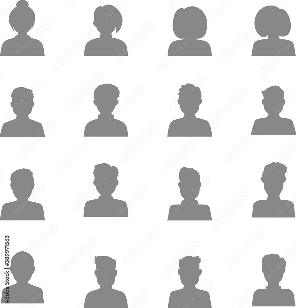 Big set of flat avatar, vector people icon, user faces design illustration, including male and female . User flat avatar icon, sign, profile people symbol Big set of flat avatar, vector people icon, user faces design illustration, including male and female . User flat avatar icon, sign, profile people symbol