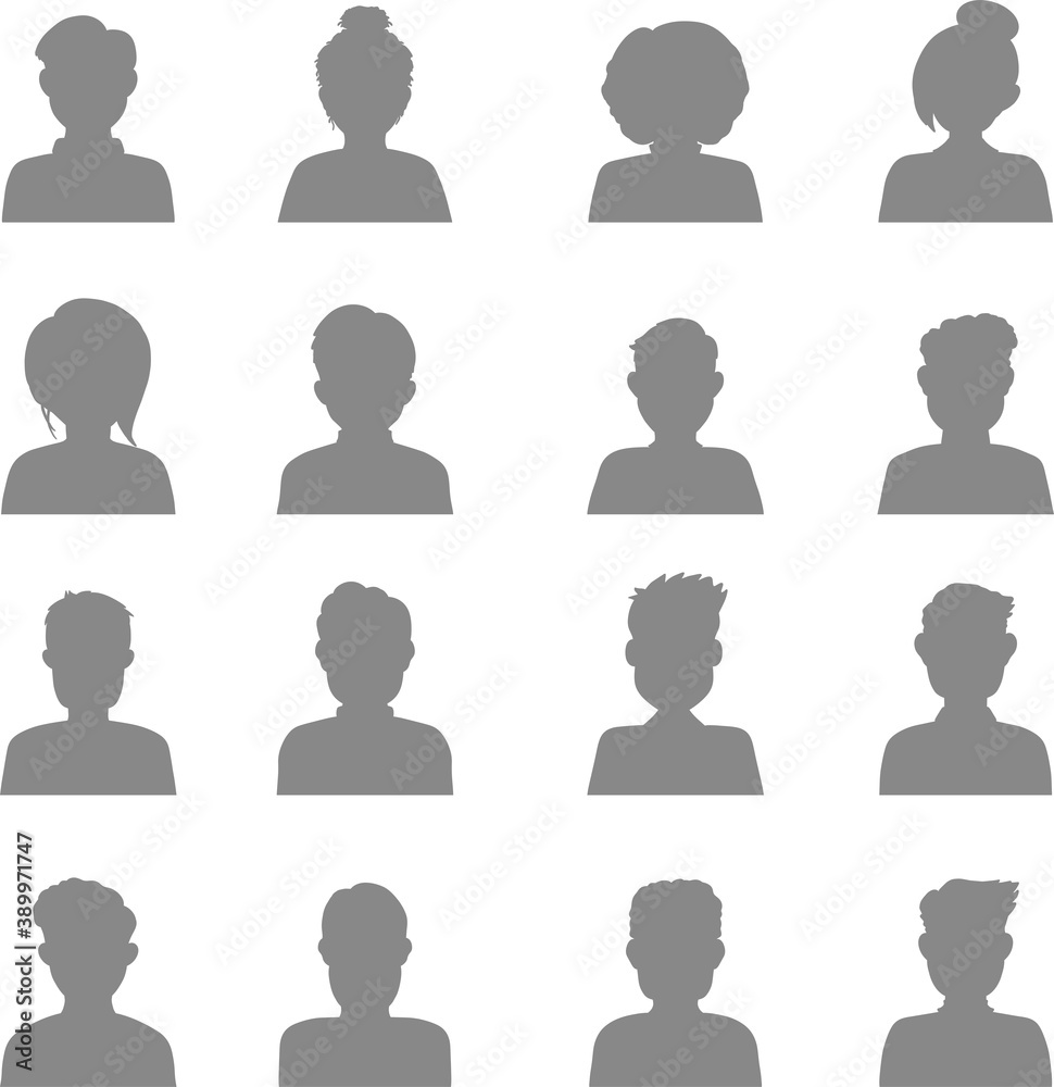 Big set of flat avatar, vector people icon, user faces design illustration,  including male and female . User flat avatar icon, sign, profile people symbol