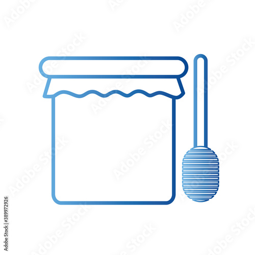 honey jar with stick gradient style icon vector design