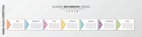 Diagram with 7 steps. Colourful infograph. Vector
