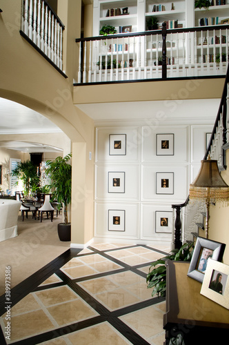 House staircase with Living room Dinning room Interior Design of Home.