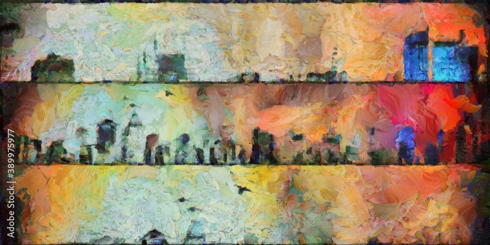 Abstract painting of New York Panorama. 3D rendering