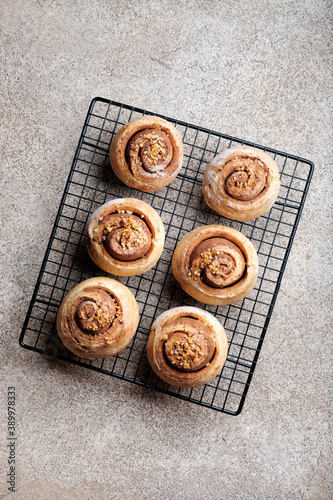 Cottage cheese buns with cinnamon and nuts