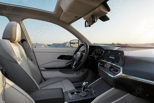 modern car interior, 3D illustration concept background photo