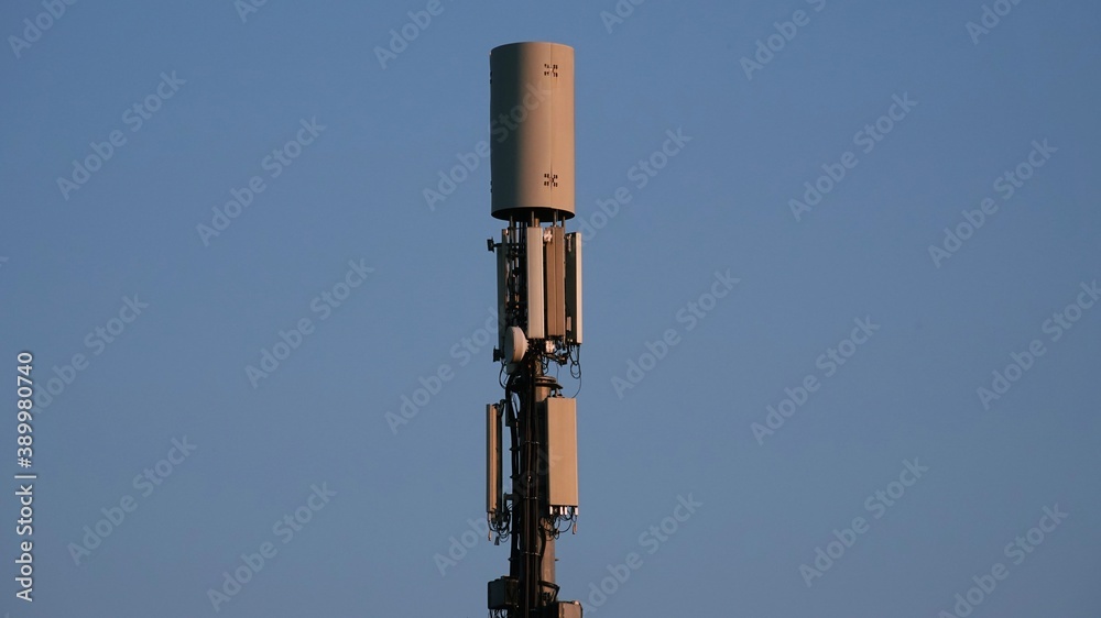 Telecommunication tower. Telecom tower antennas and satellite transmits the signals of cellular 5g 4g mobile signals to the consumers and smartphones. 