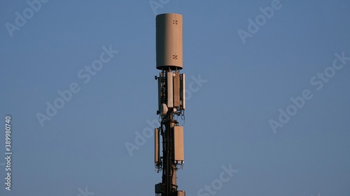 Telecommunication tower. Telecom tower antennas and satellite transmits the signals of cellular 5g 4g mobile signals to the consumers and smartphones. 