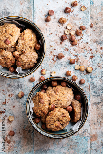 Oatmeal cookies with bananas and nuts