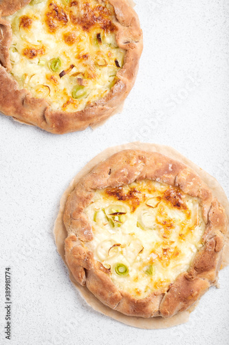 Galette with cheese and leeks
