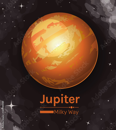 jupiter planet milky way style icon vector design