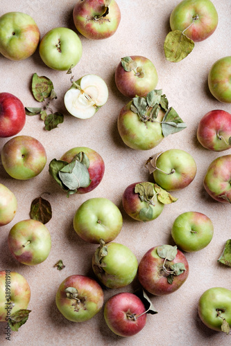 Homemade apples with leaves from the garden