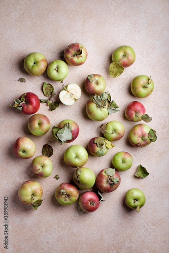 Homemade apples with leaves from the garden