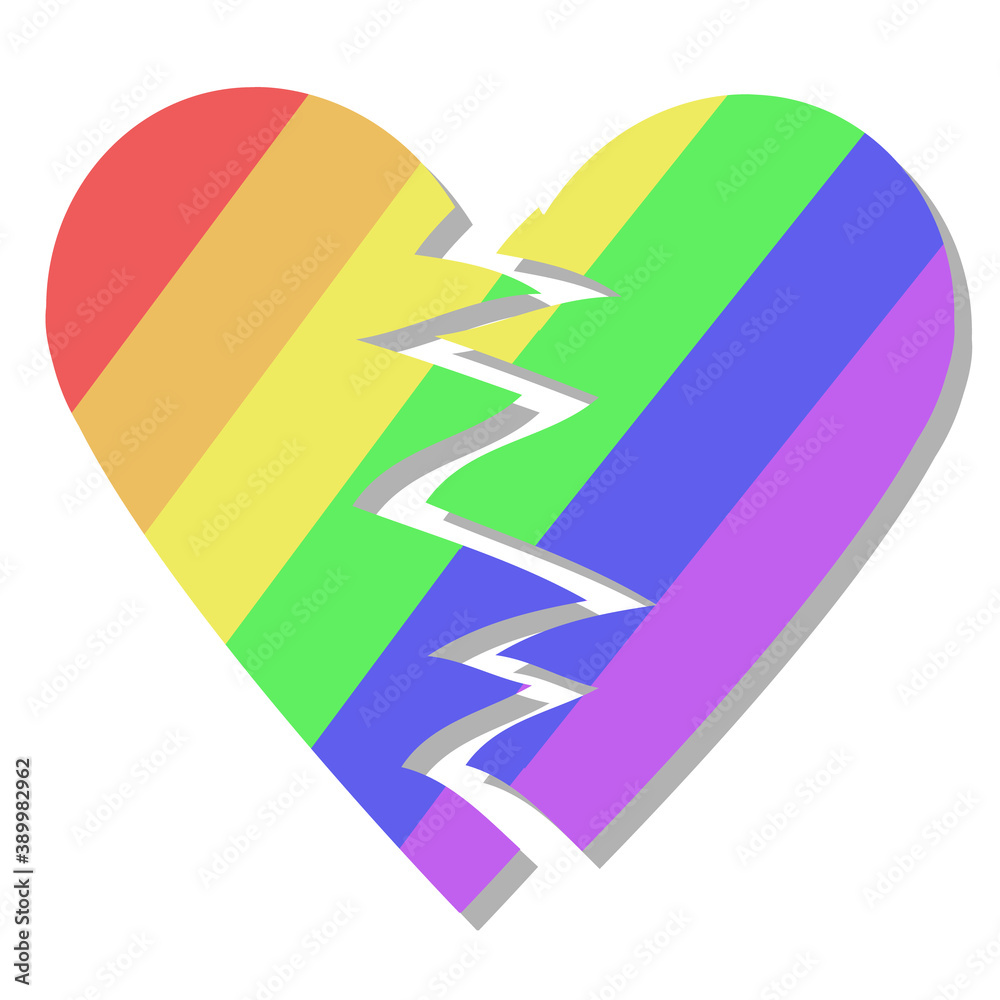 Broken heart LGBT icon for web design and layout isolated on white background Broken heart LGBT icon for web design and layout isolated on white background