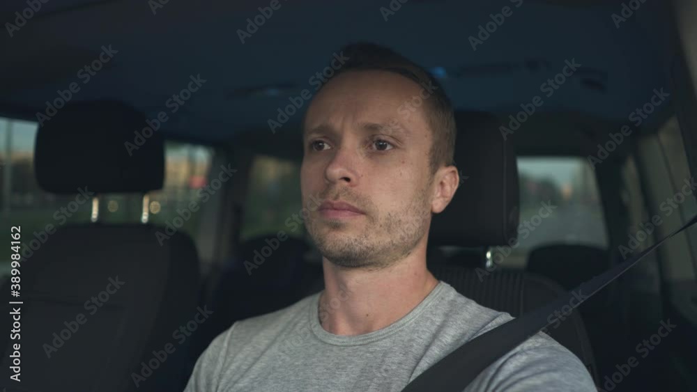 Man drive car. POV inside cabin. Daytime. Close up Man drive car. POV inside cabin. Daytime. Close up