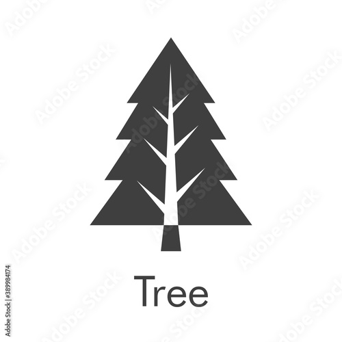 Árbol de navidad. Símbolo abeto. Icono árbol abstracto con ramas en forma de triángulo en color gris