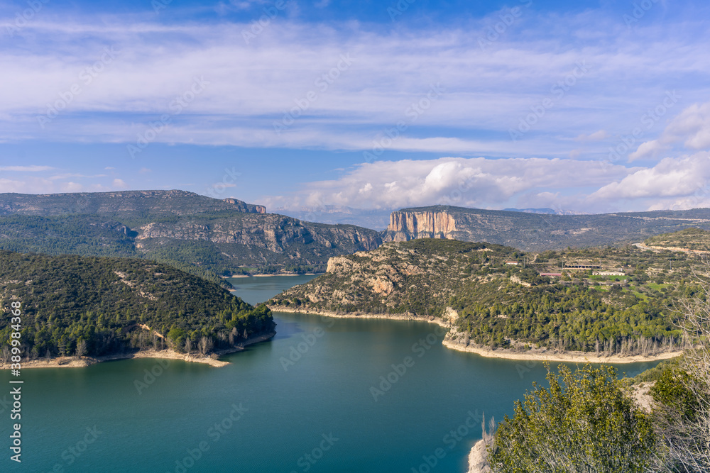 Mountains and lake landscape in Spain