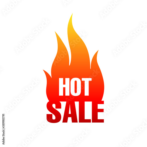 Hot Sale icon. Fire sticker