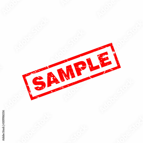 Abstract Red Grungy Sample Rubber Stamp Sign Illustration Vector, Sample Text Seal, Mark, Label Design Template