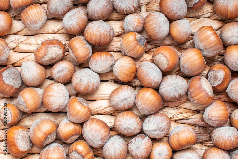 Nuts on natural wooden background, top view. Nuts on natural wooden background, top view.