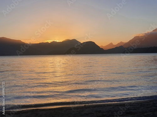 sunset over the lake Lake Manapouri New Zealand Kepler