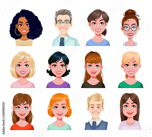 Smiling business people avatar in flat style