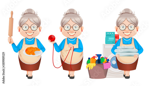 Grandma cartoon character. Happy Grandparents Day