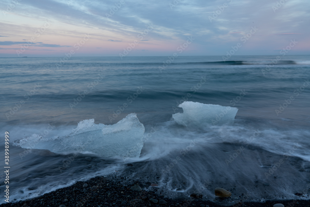 Icelandic Glaciers and Icebergs, Landscape in Summer Icelandic Glaciers and Icebergs, Landscape in Summer