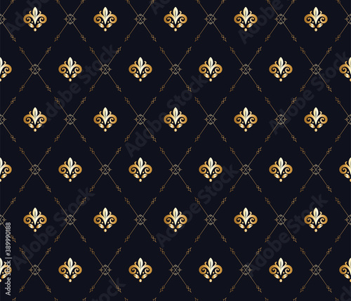 Minimalist Floral Carving Seamless Pattern In Diamond Shape