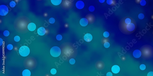 Light BLUE vector backdrop with circles, stars.