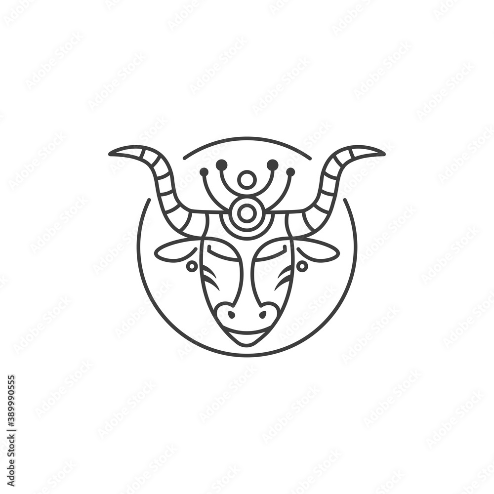 Bull head logo, icon design. Cow. Taurus bulls symbol. Line art. Face Vector illustration. Bull head logo, icon design. Cow. Taurus bulls symbol. Line art. Face Vector illustration.