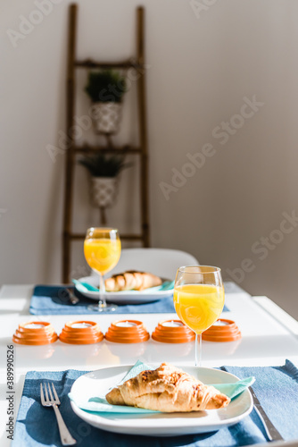 Breakfast with Croissant and orange juice