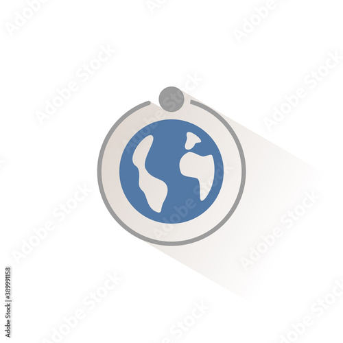 Moon rotation around the Earth. First quarter phase. Isolated color icon. Weather vector illustration