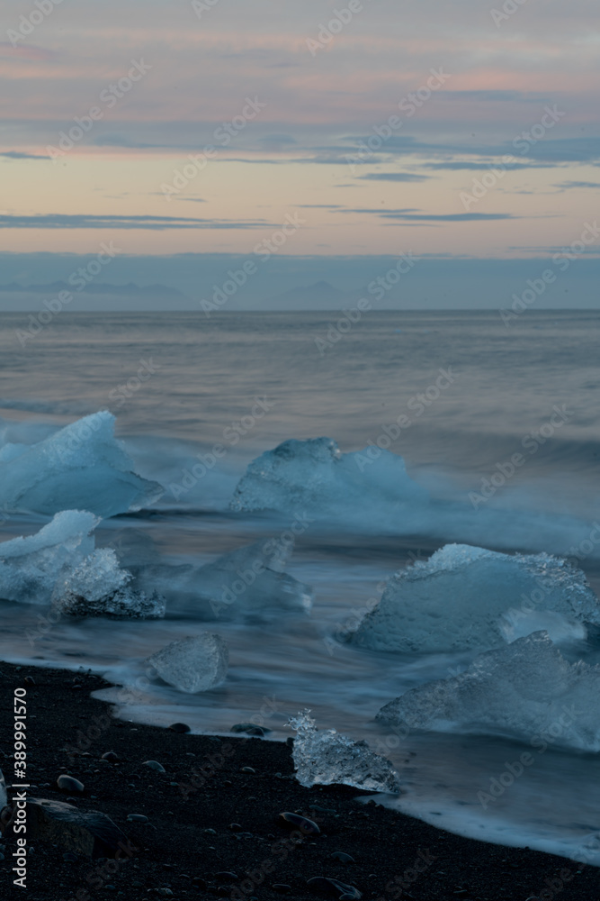 Icelandic Glaciers and Icebergs, Landscape in Summer Icelandic Glaciers and Icebergs, Landscape in Summer