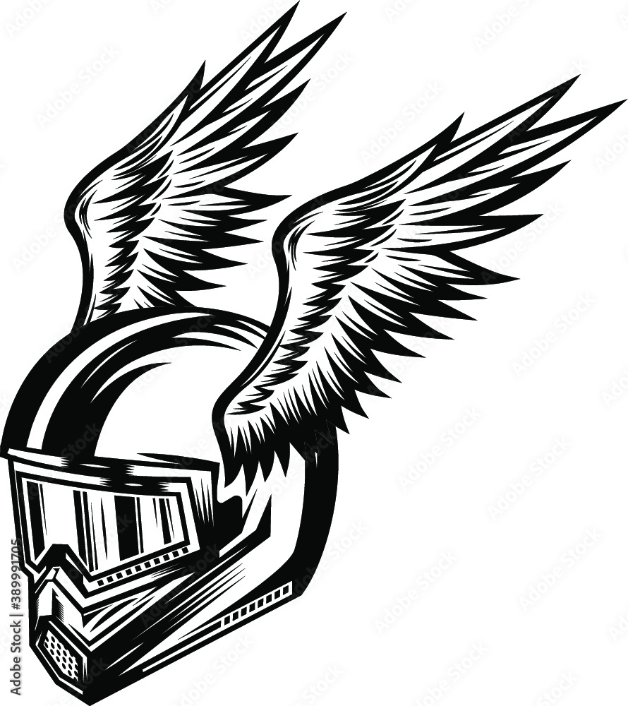 Vintage Custom Motorcycle helmet wings Stock Vector | Adobe Stock