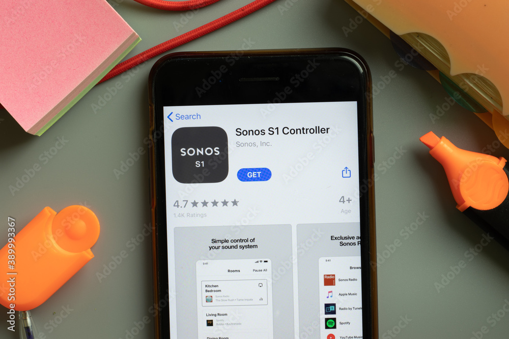 New York, USA - 29 September 2020: Sonos S1 Controller mobile app logo on  phone screen close up, Illustrative Editorial Stock Photo | Adobe Stock